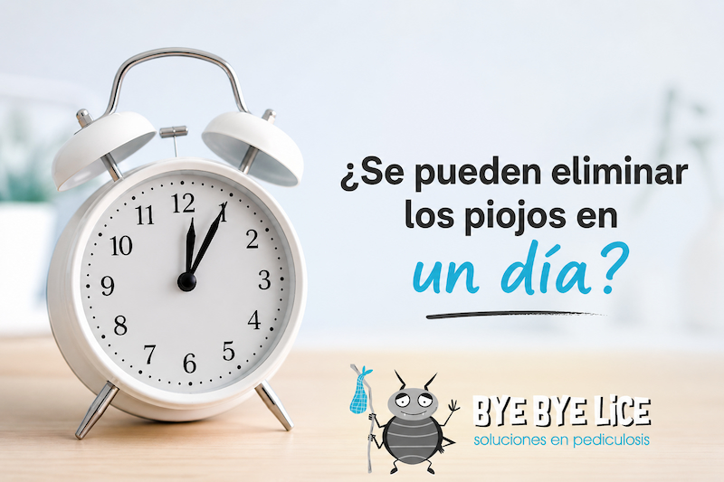 Reloj marcando el tiempo del tratamiento de piojos en un día