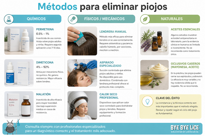 Comparativa de métodos para eliminar piojos